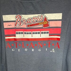 Majestic Atlanta braves blue Crew Neck T-Shirt